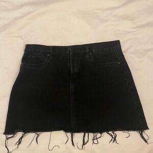 BlankNYC Classic Frayed Hem Black Denim Skirt